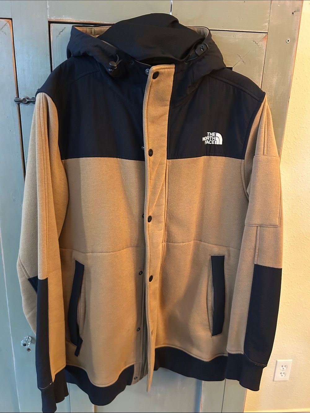 The North Face Two-Tone Hooded Fleece Jacket - Tan & Black